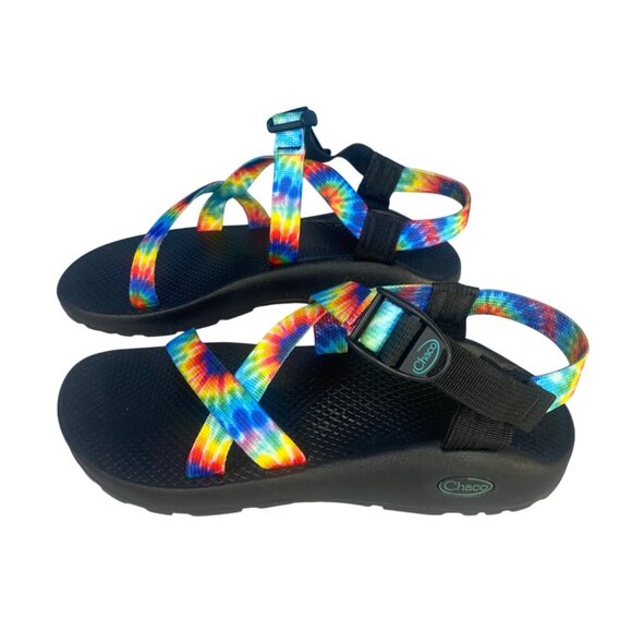 Chaco Hiking Sandals Womens 10 Z/1 Classic Rainbow Tie Dye Multicolor Worn Once - Picture 4 of 9
